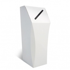 Poubelle en carton blanc, 50L, personnalisable, ouverture étroite BIKOM Poubelle et corbeille en carton
