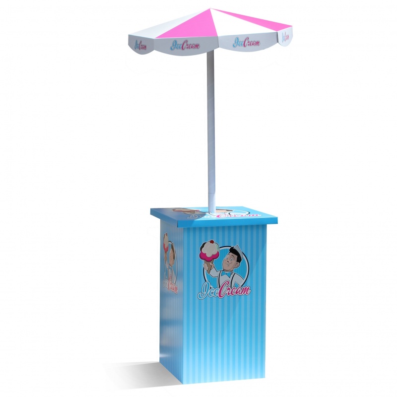 fabricant_plv_Comptoir avec parasol en carton