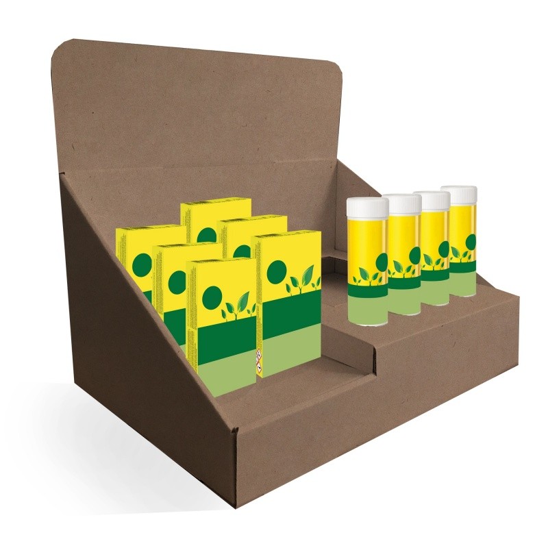 Présentoir de comptoir en carton A4 BIKOM PLV cosmétique