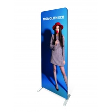 Totem publicitaire Eco alu et tissu BIKOM Accueil