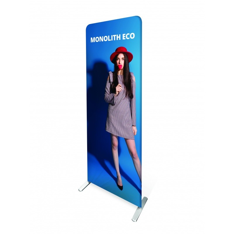 Totem publicitaire Eco alu et tissu BIKOM Accueil