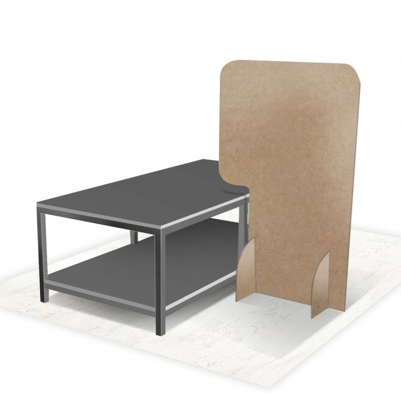 Cloison de protection pour atelier BIKOM Covid 19 signalétique