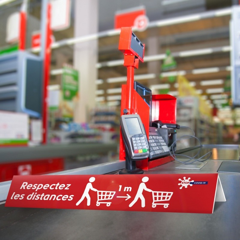 Séparateur de caisse "Gestes barrières" en PVC (x10) BIKOM Signalétique gestes barrières