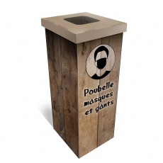 Poubelle à masque en carton imitation bois BIKOM Poubelle et corbeille en carton