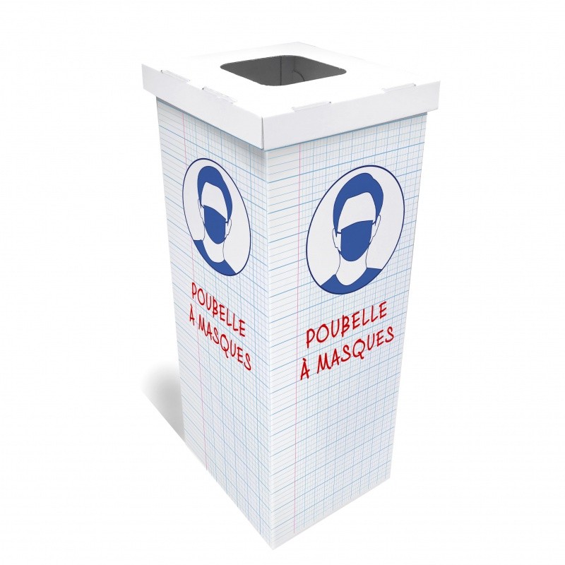 Poubelle à masque en carton école BIKOM Poubelle et corbeille en carton