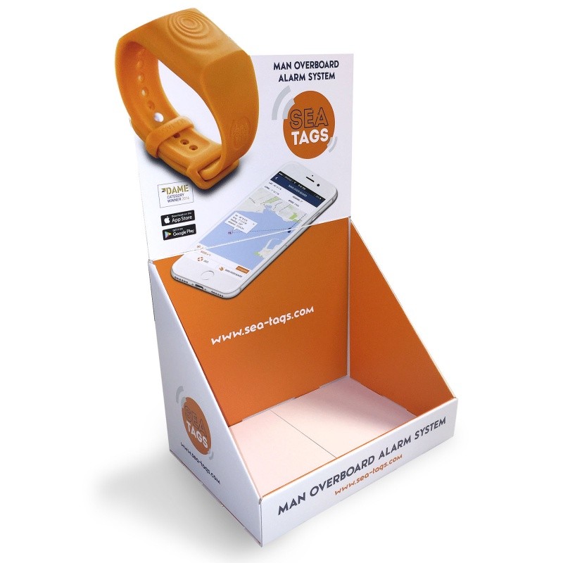 PLV de comptoir avec découpe BIKOM Présentoirs en carton