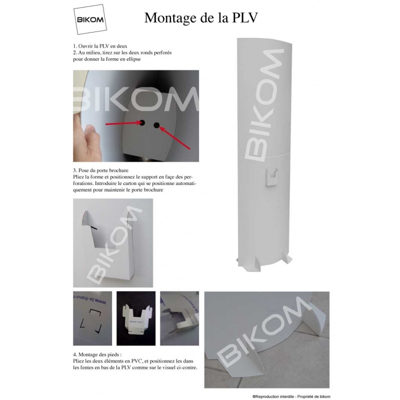 Totem en carton 180 x 60 cm BIKOM Totem carton elliptique