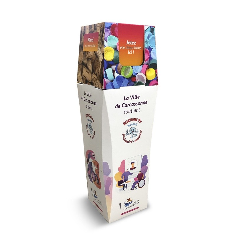 Poubelle collecte bouchon plastique BIKOM Poubelle et corbeille en carton