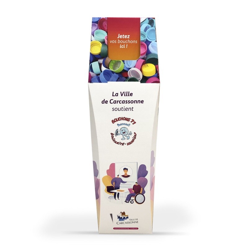 Poubelle collecte bouchon plastique BIKOM Poubelle et corbeille en carton
