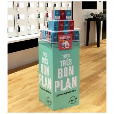 Bac à fouille en carton et plexi BIKOM PLV de sol