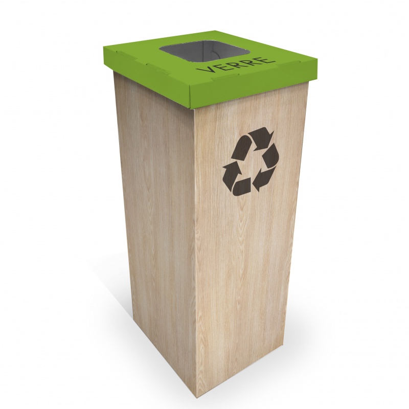 Poubelle de tri recyclage pour le "verre" BIKOM Poubelle et corbeille en carton