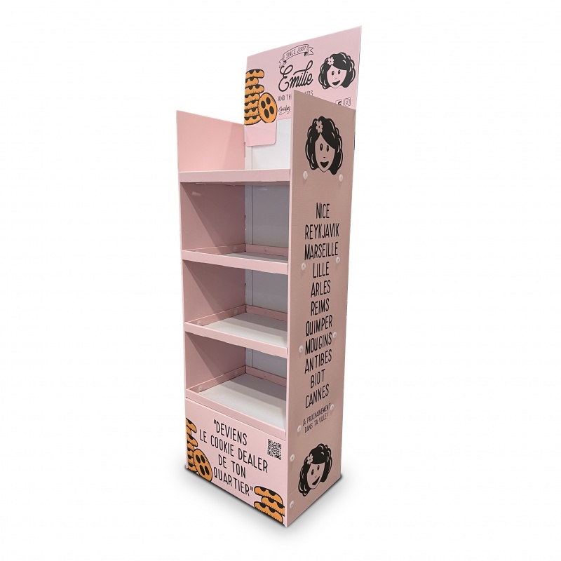 Box 1/4 palette 4 ou 5 étagères BIKOM PLV de sol