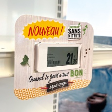 Etiquette prix grand format BIKOM Stop Rayon PLV linéaire
