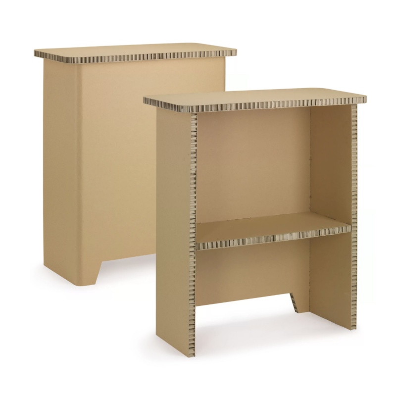mobilier-en-carton-Comptoir d'accueil en carton alvéolaire personnalisable