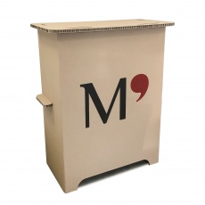 mobilier-en-carton-Comptoir d'accueil en carton alvéolaire personnalisable