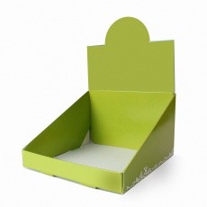 Plv de comptoir en carton avec fronton - 500 unités BIKOM Présentoirs en carton