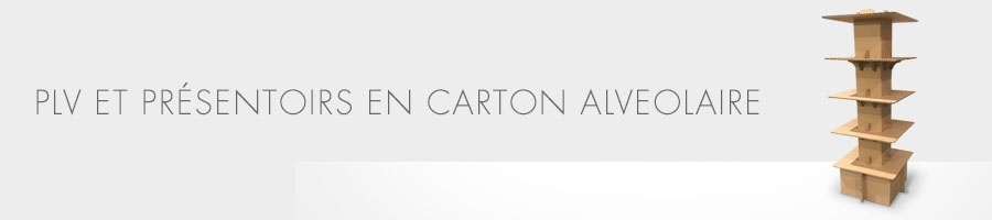 Présentoir plv en carton alvéolaire